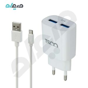 شارژر دیواری TSCO مدل TTC 62 به همراه کابل تبدیل MicroUSB