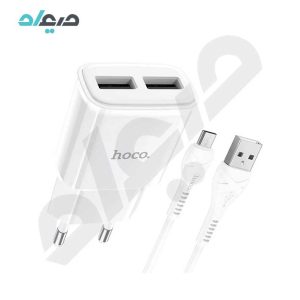 شارژر دیواری دو پورت USB-A هوکو مدل C88A به همراه کابل MicroUSB