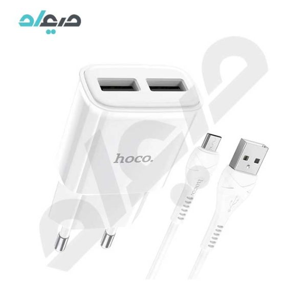 شارژر دیواری دو پورت USB-A هوکو مدل C88A به همراه کابل MicroUSB