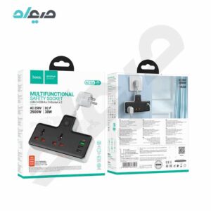 شارژر و چند راهی برق PD30W + QC3.0 + 2 sockets EU هوکو مدل AC12A