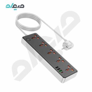 شارژر و چند راهی برق PD30W + QC3.0 + 5 sockets EU هوکو مدل AC14A