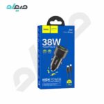شارژر فندکی 38 وات هوکو مدل Z52 PD20W+QC3.0 با کابل تایپسی به لایتنینگ