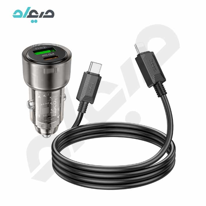 شارژر فندکی 38 وات هوکو مدل Z52 PD20W+QC3.0 با کابل تایپسی به لایتنینگ