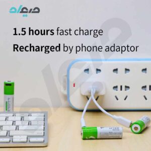باتری قلمی شارژی تایپ‌سی ظرفیت 2600mWh پک 2 تایی