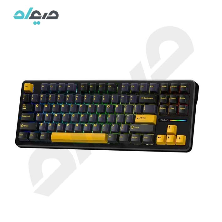 کیبورد گیمینگ مکانیکال آئولا مدل Thunder Black Gray wood switch V3