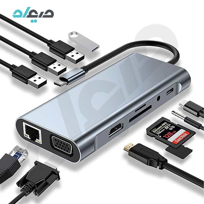 هاب 11 پورت چندمنظوره با سری USB-C پی‌نت مدل P-1101