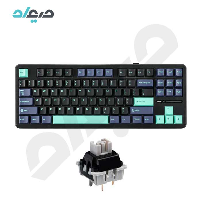 کیبورد گیمینگ سیمی/ بیسیم مکانیکال آئولا مدل F87 Gray wood switch V4