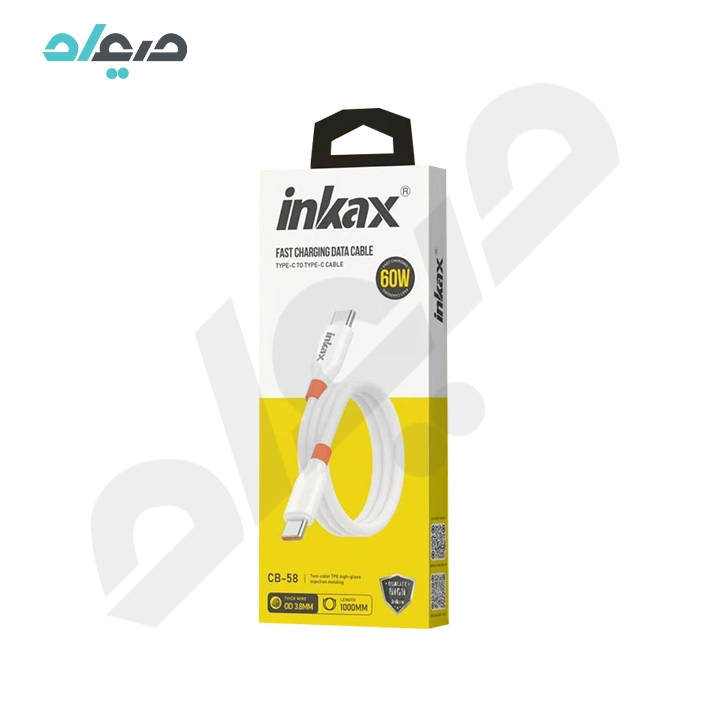 کابل دیتا و فست شارژ 60W دو سر تایپ‌سی inkax CB-58